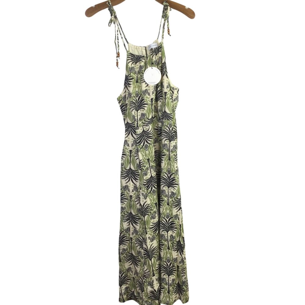 Lost + Wander Womens Hallhuber Tropical Maxi Dress Halter-Neck Green Size XS